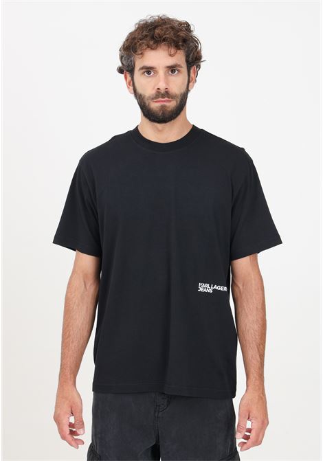 Men's black short-sleeved T-shirt with bandana print KARL LAGERFELD | KL245D1704J101